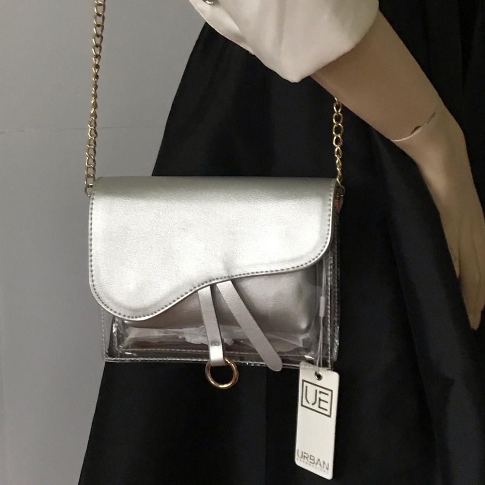 Urban Expression Clear and Silver Crossbody Bag